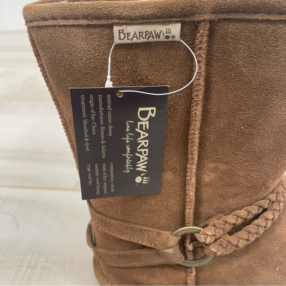 Bearpaw NWT Adele Hickory Suede Fleece Lined Snow Boots Sz 9 Leather Sherpa - Picture 9 of 11